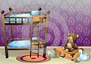 Cartoon vector illustration interior kid room with separated layers