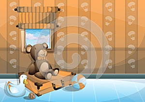 Cartoon vector illustration interior kid room with separated layers