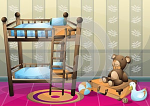 Cartoon vector illustration interior kid room with separated layers