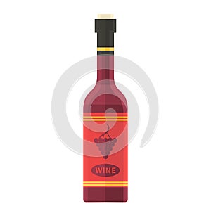 Cartoon vector illustration isolated object alcohol drink red wine bottle