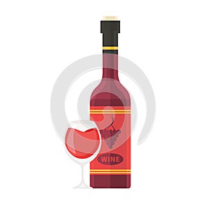 Cartoon vector illustration isolated object alcohol drink red wine bottle