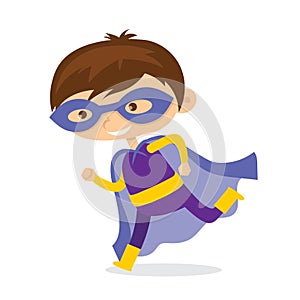 Cartoon vector illustration of Kid Superheroes wearing comics costumes