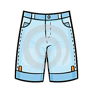 Cartoon vector illustration for kids, Mens jeans shorts