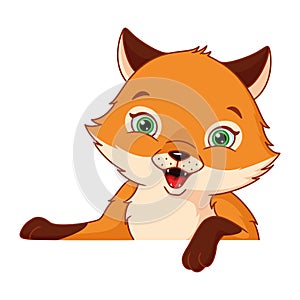 Cartoon vector illustration of little fox