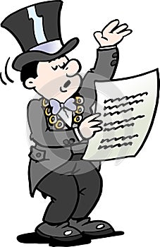 Cartoon Vector illustration of a Mayor reading a Notice photo