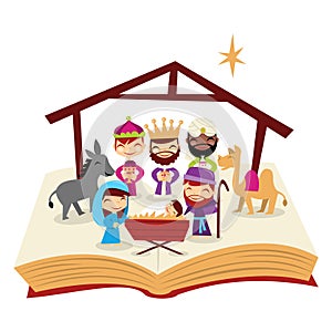Retro Cute Christmas Nativity Story Bible photo