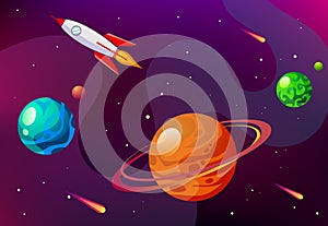 Cartoon vector illustration with outer space. Vector background galaxy