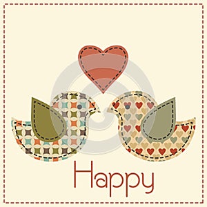 Cartoon vector illustration in a patchwork style - two enamored