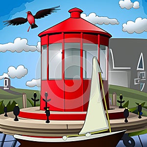 Cartoon Vector Illustration Photo Illustration of a lighthouse AI