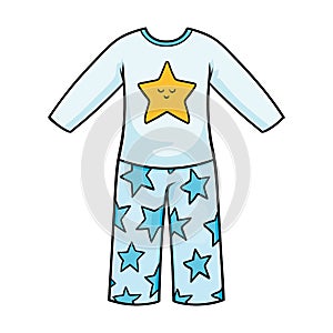 Cartoon vector illustration, Pyjamas with a stars pattern