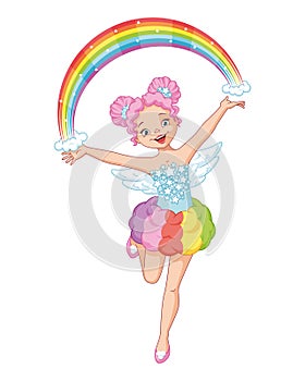 Cartoon vector illustration of rainbow angel