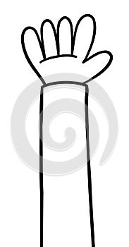 Cartoon vector illustration of raising hand