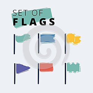 Cartoon vector illustration of Waving Flags Waving Flags set