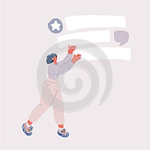 Cartoon vector illustration of Woman holding