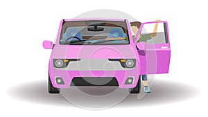 Cartoon vector or illustrator front of car.