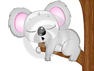 Cartoon Vector Koala Bear Sleeping.