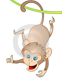 Cartoon Vector Monkey Swinging