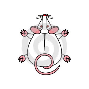 Cartoon vector mouse. mousy top view.