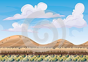 Cartoon vector nature landscape background with separated layers for game art and animation