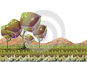 Cartoon vector nature landscape background with separated layers for game art and animation