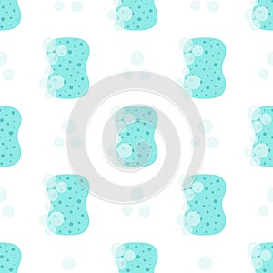 Cartoon vector seamless pattern with washing sponge
