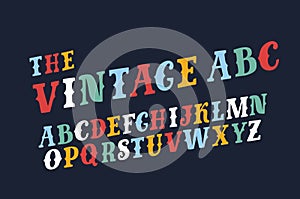 Vector of retro slanted font and alphabet photo