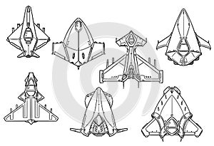Cartoon Vector Set of Spaceship Spacecraft Designs