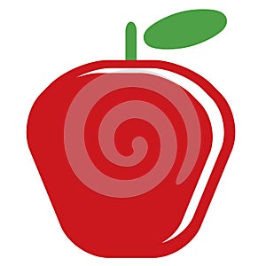 Cartoon vector simple delicious red apple isolated in white back