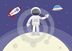 Cartoon Vector Spaceman on the Moon