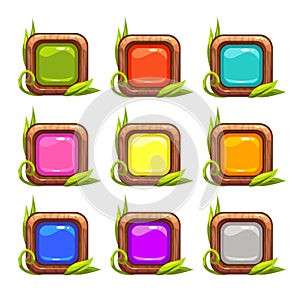 Cartoon vector square buttons set