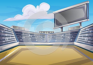 Cartoon vector Stadium Background Score Board Empty Field