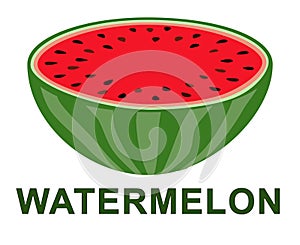Cartoon vegan food poster - half of watermelon