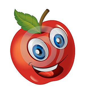 Cartoon vegetable smiling and looking apple