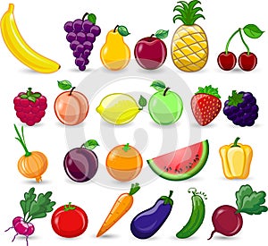 Cartoon vegetables and fruits,vector