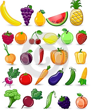 Cartoon vegetables and fruits,vector