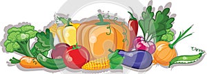 Cartoon vegetables and fruits,vector