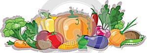 Cartoon vegetables and fruits,vector