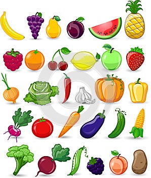 Cartoon vegetables and fruits,vector