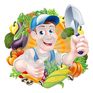 Cartoon Vegetables Gardener