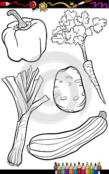 Cartoon vegetables set for coloring book