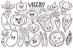 Cartoon Veggies Doodle Collection