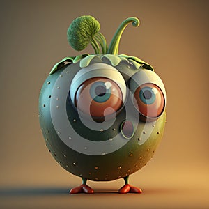 A cartoon vegtable character with big eyes and a smile