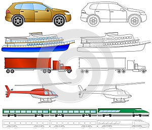 Cartoon vehicles coloring (2/2)