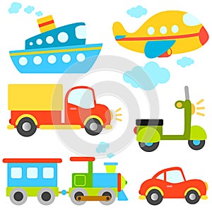 Cartoon vehicles vector photo