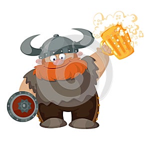 Cartoon viking with beer