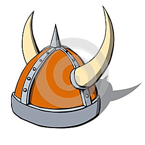 Cartoon viking helmet with horns. Vector