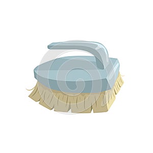 Cartoon vintage trendy icon of cleaning bristle brush. Housework vector simple gradient icon.