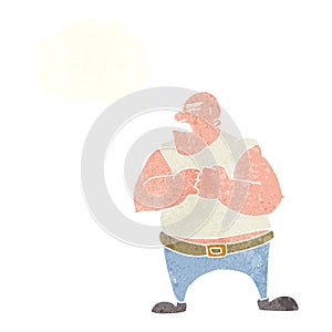 cartoon violent man with thought bubble