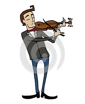 Cartoon violinist. Musician playing a violin.