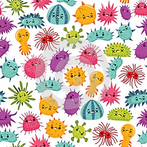 Cartoon Virus Germ Seamless Pattern Background